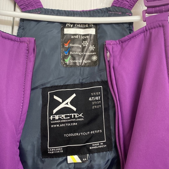 Toddler’s (Girls) Purple & Grey Arctix Snow Jumpsuit Size 4T - Picture 3 of 4